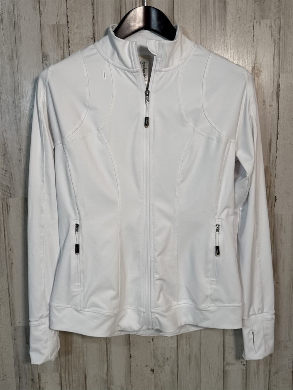 Kyodan Athletic White Performance Zip Up Jacket With Thumbholes Size Medium